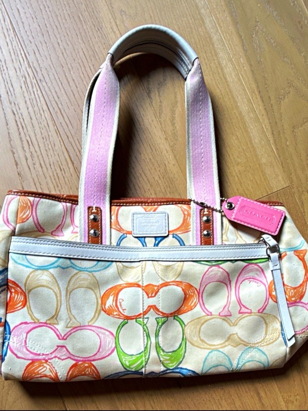 Coach 2006 Hamptons Weekend Scribble Multicolor Tote